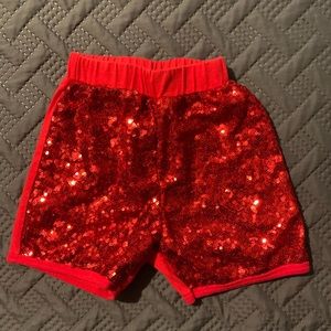 Red sequin shorts